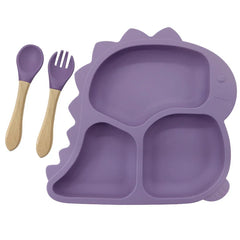 3 piece Purple Dino Silicone Feeding Set