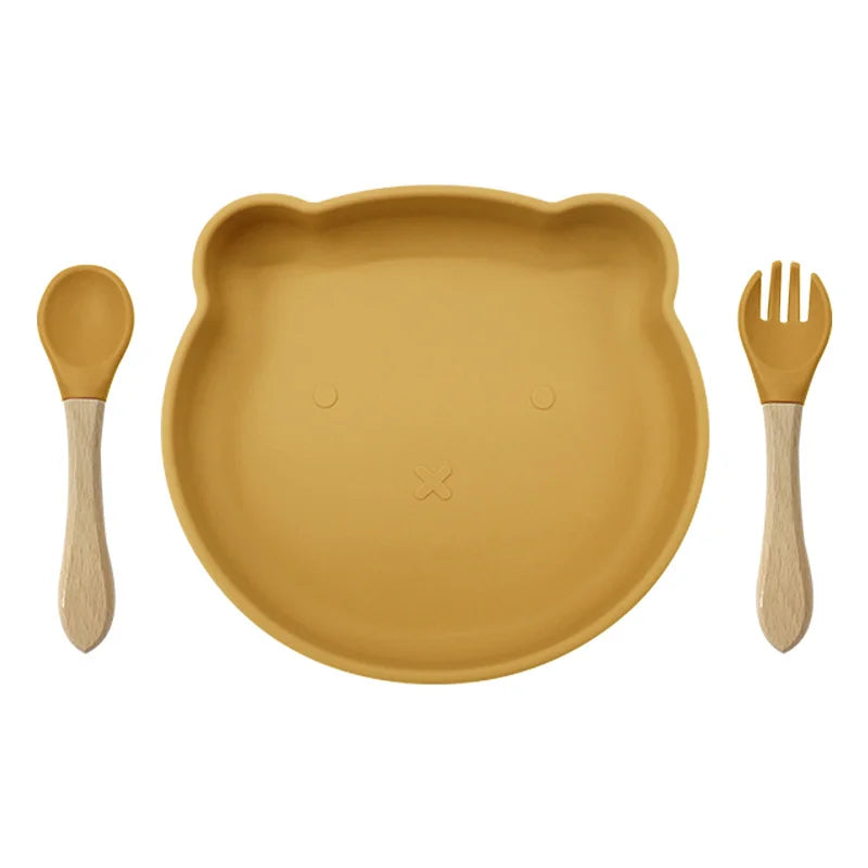 Gold 3-piece silicone dinner set | Baby Plates