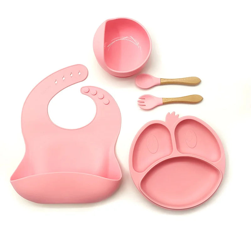 9-piece silicone bibs and baby feeding set