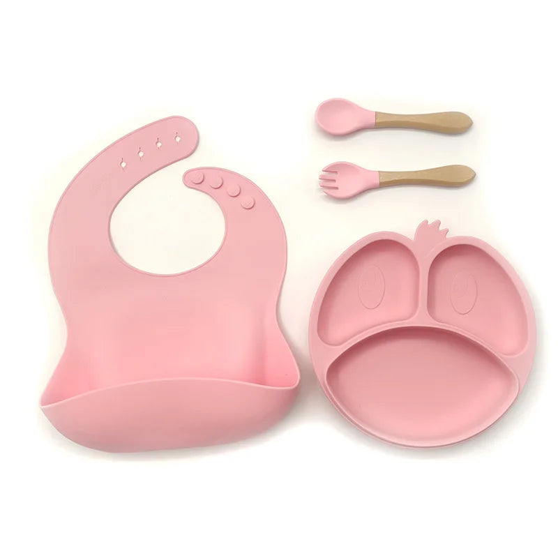 9-piece silicone bibs and baby feeding set