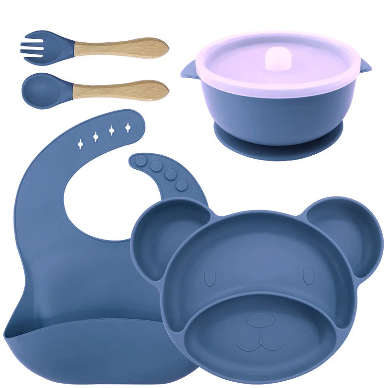 8-piece Mickey silicone bib and feeding set