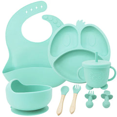 9-piece silicone bibs and baby feeding set