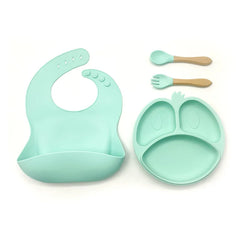 9-piece silicone bibs and baby feeding set