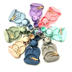 9-piece silicone bibs and baby feeding set