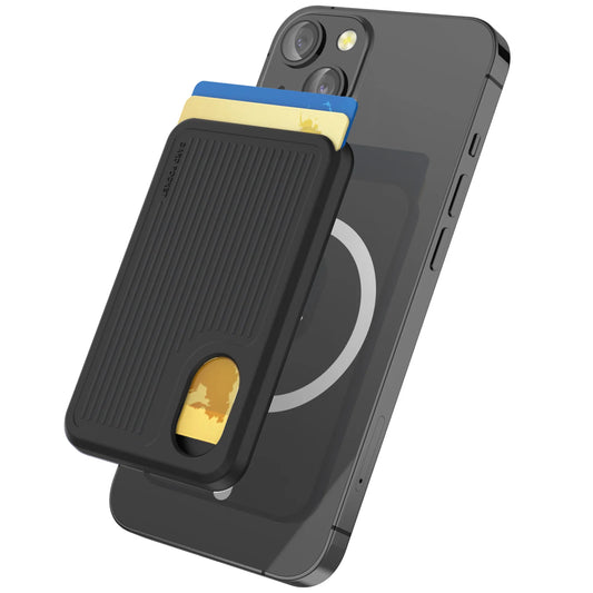 Black Silicone Phone Wallet for back of iPhone 14/13/12