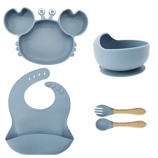 5-Piece Light Blue Crab-Shaped Baby Feeding set