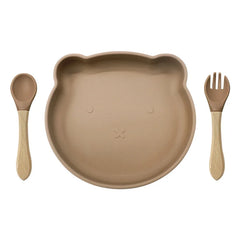 brown 3-piece silicone dinner set | Baby Plates