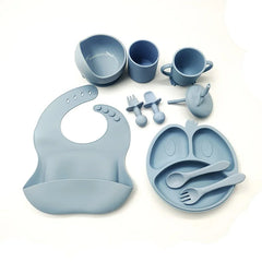 9-piece silicone bibs and baby feeding set