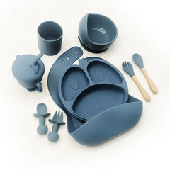 9-piece silicone bibs and baby feeding set