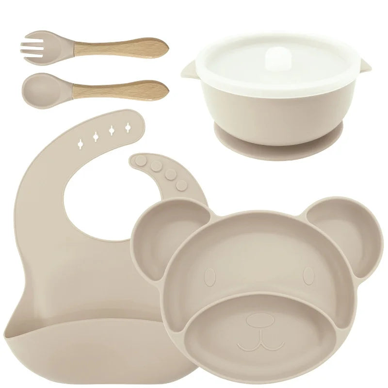 8-piece Mickey silicone bib and feeding set