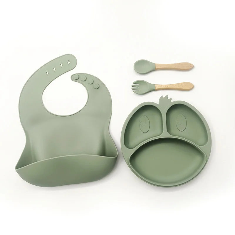 9-piece silicone bibs and baby feeding set