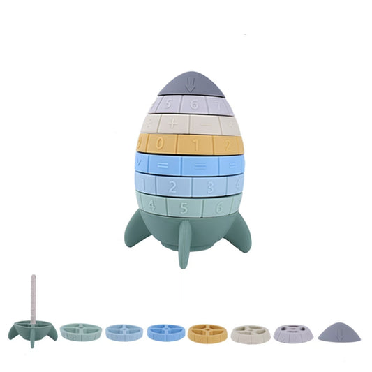 Green Silicone Rocket Stacking Toy