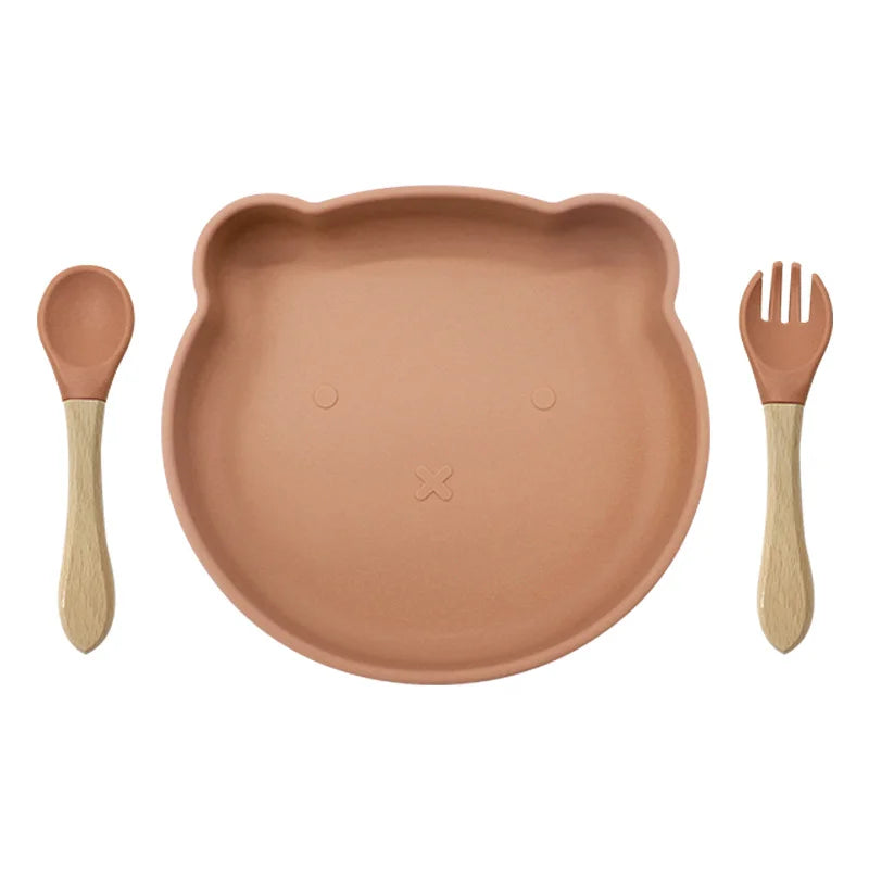 Peach 3-piece silicone dinner set