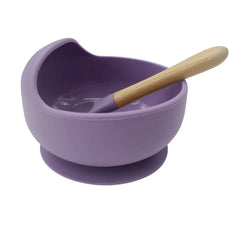 Purple 2-piece silicone baby feeding set