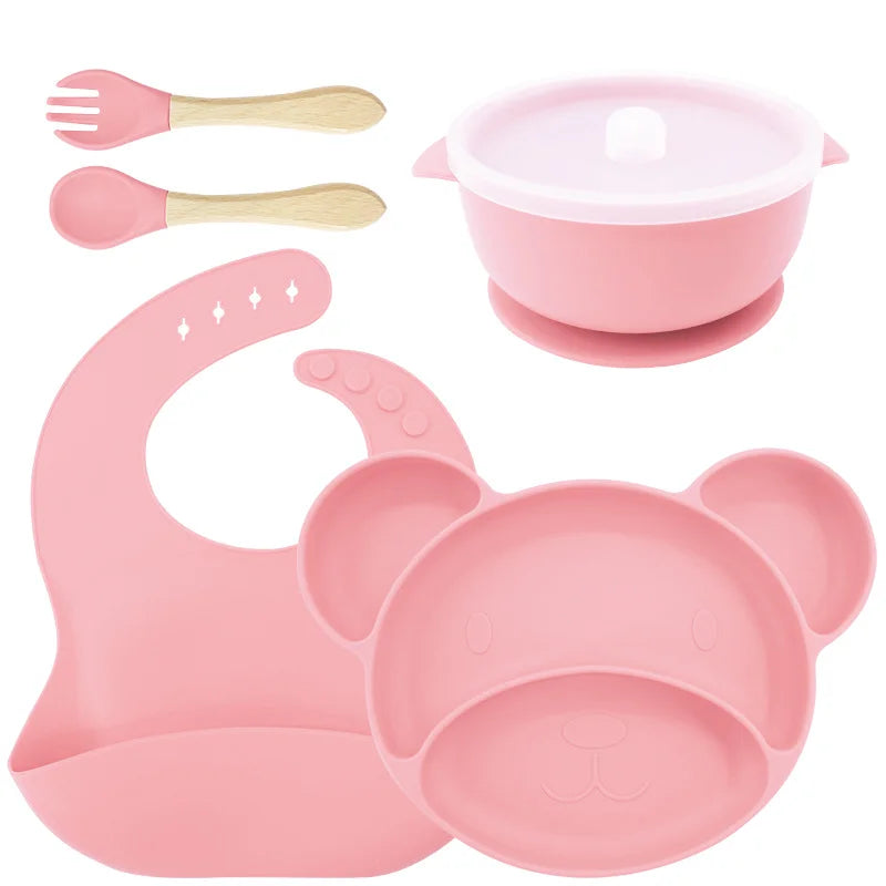 8-piece Mickey silicone bib and feeding set