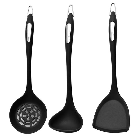 Black 3 Piece Silicone Spatula Set | Non-Stick