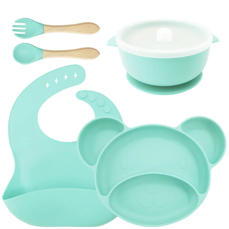 8-piece Mickey silicone bib and feeding set