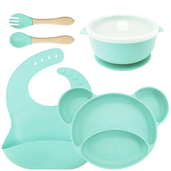 8-piece Mickey silicone bib and feeding set