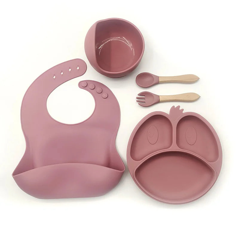 9-piece silicone bibs and baby feeding set