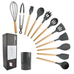 Silicone Cooking Utensils Set Wood handle