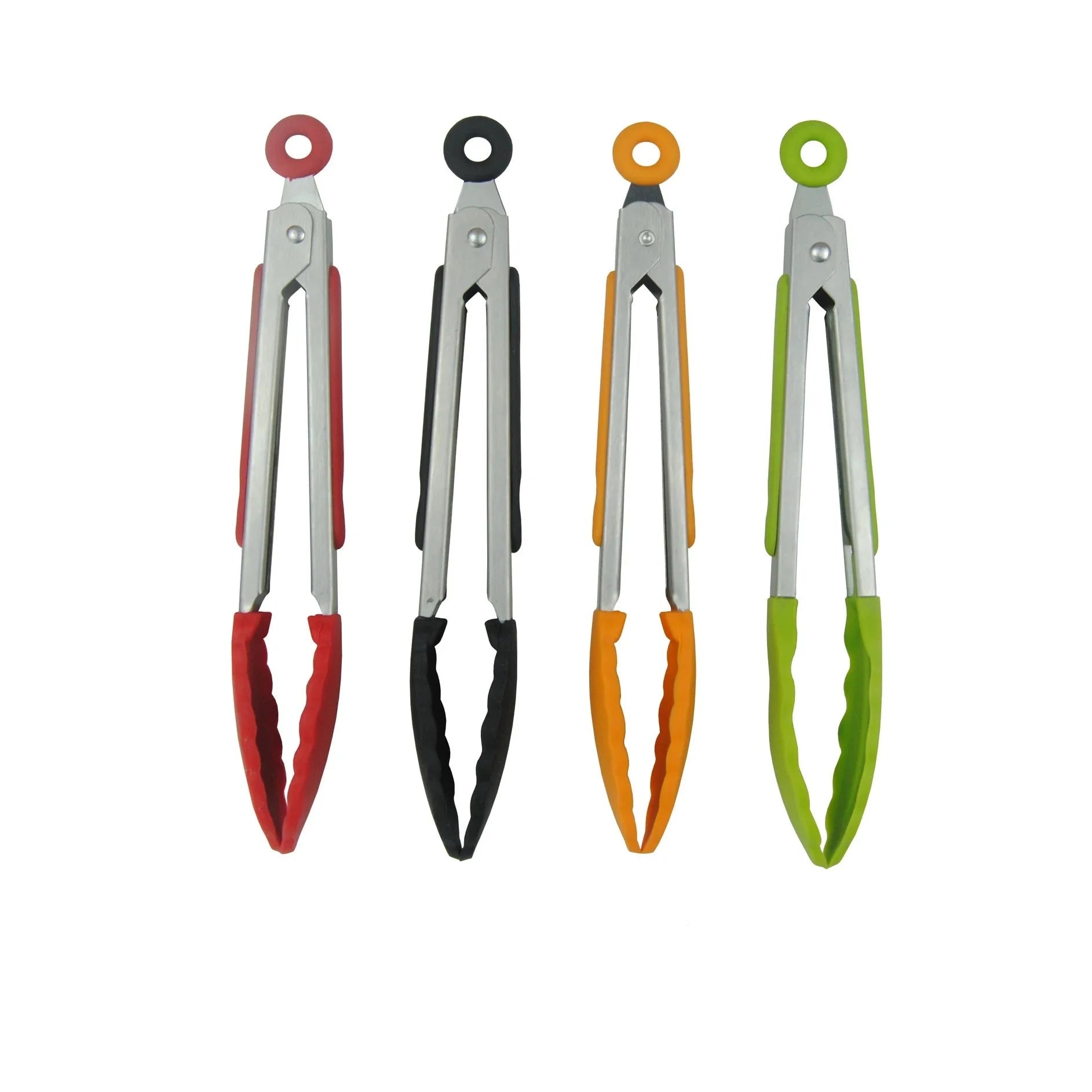 Set of 4 All color Silicone Kitchen Tongs Stainless Steel