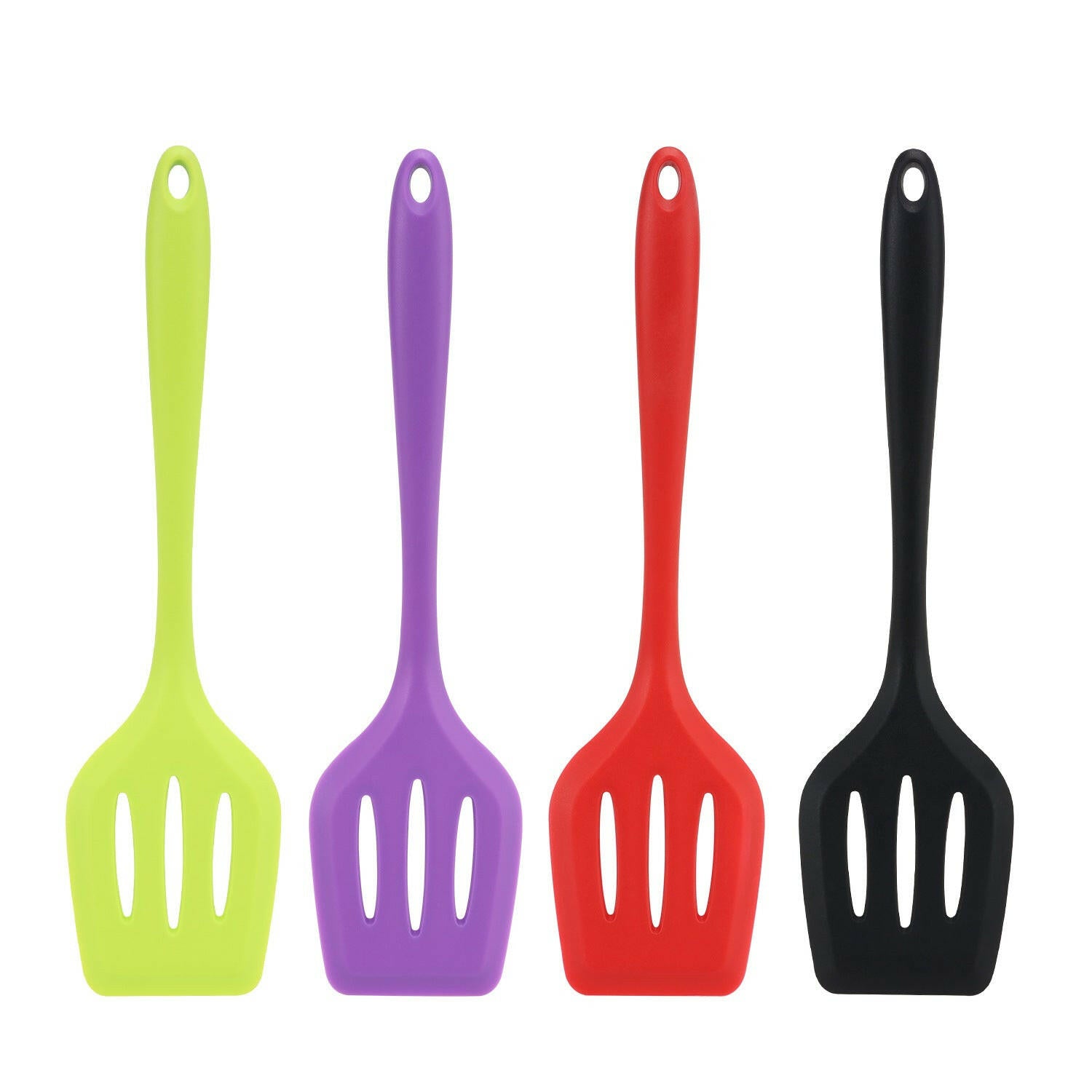 Red, Black, Purple and Green 4x Silicone Kitchen Cooking Spatula