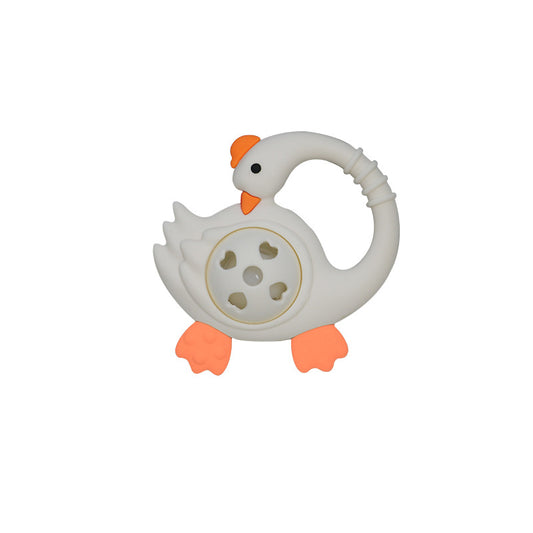 White Goose-Shaped Grasping Rattle