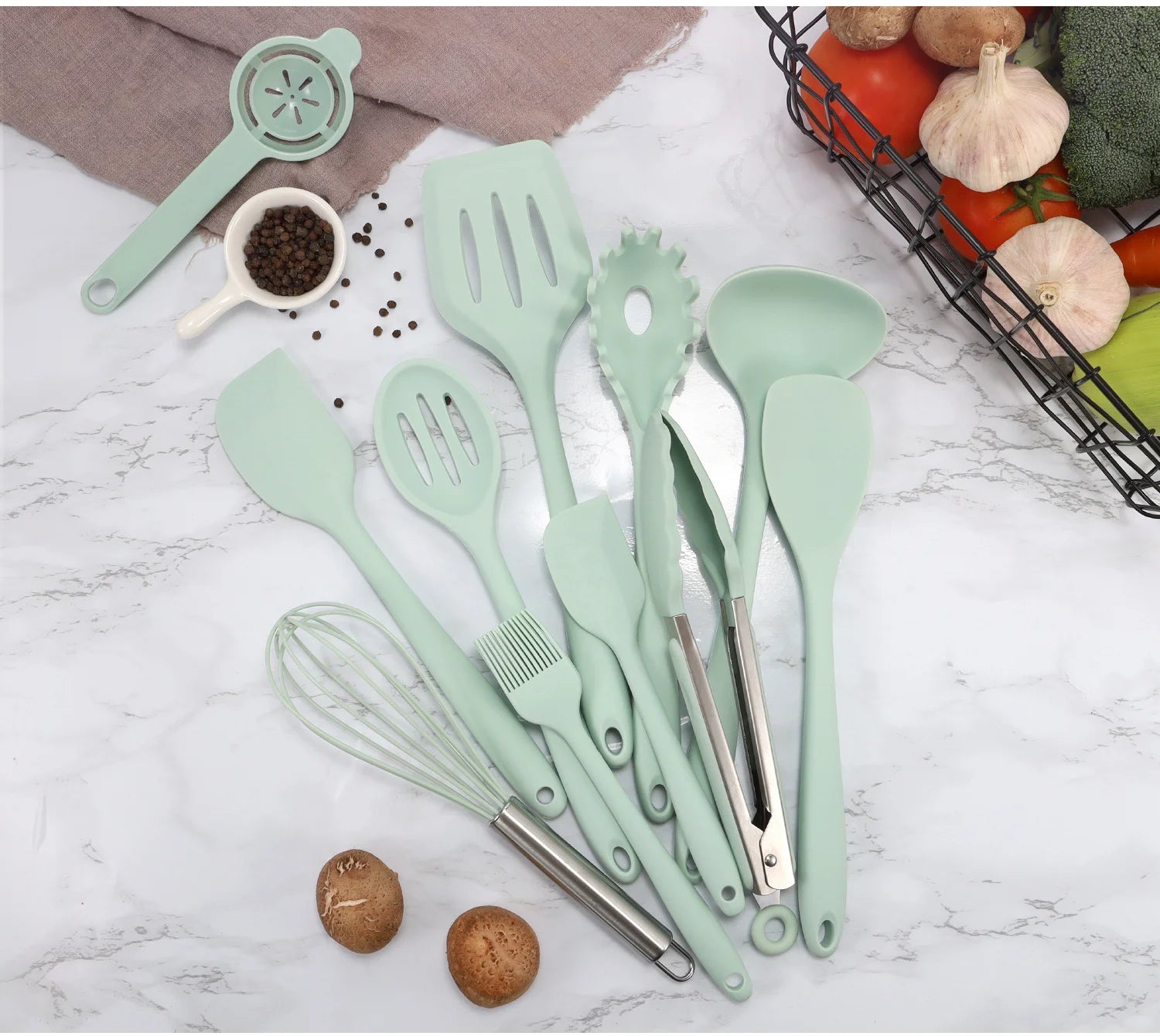 11-Piece Silicone Cooking Utensils Set for Kitchen