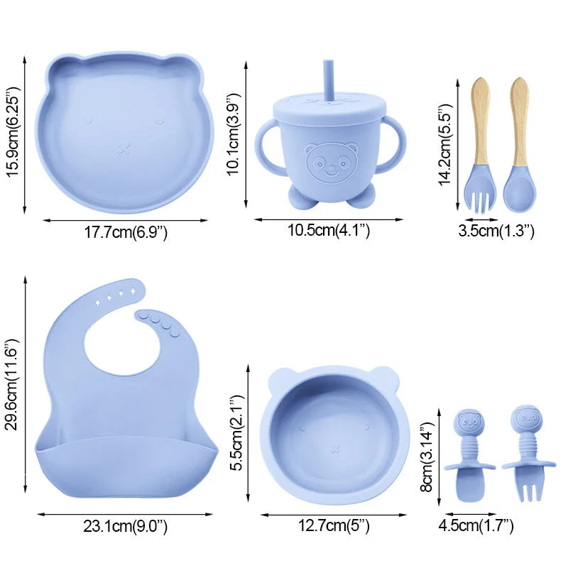 8-piece silicone baby bibs set