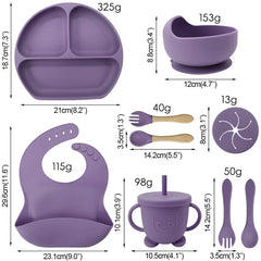 9-piece silicone bibs and feeding set.