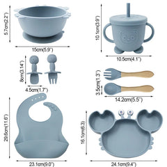 8-piece crab silicone bibs and bowl set