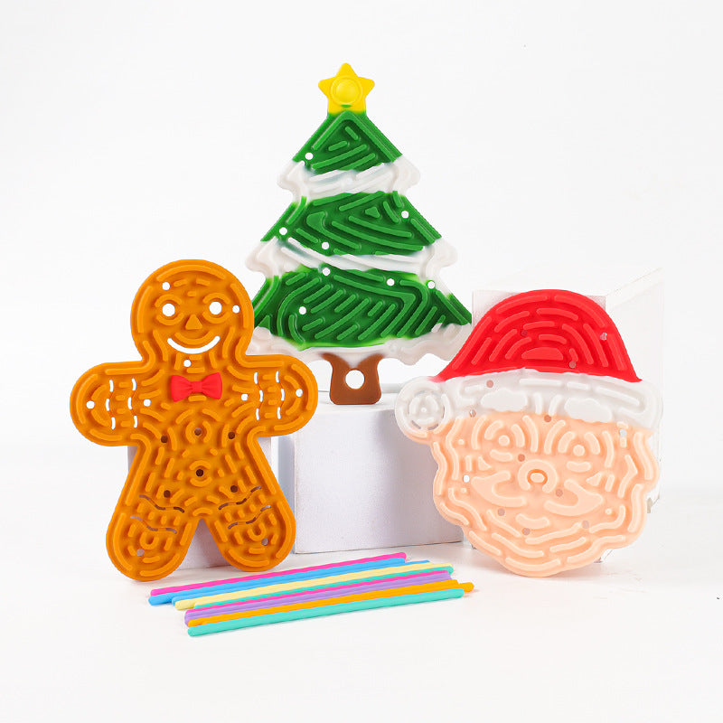 White + Green Christmas-Themed Sensory Activity Board Set