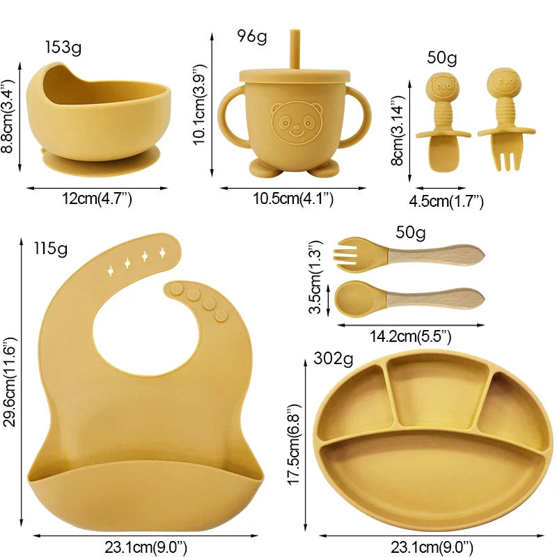 8-piece Infant Silicone Feeding Set | Baby Utensils