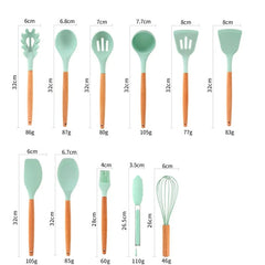 11-Piece Silicone Cooking Utensils with Wooden Handle