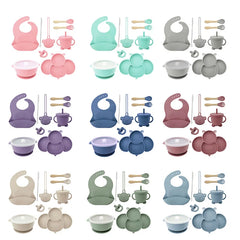 9-piece silicone bibs and bowl set