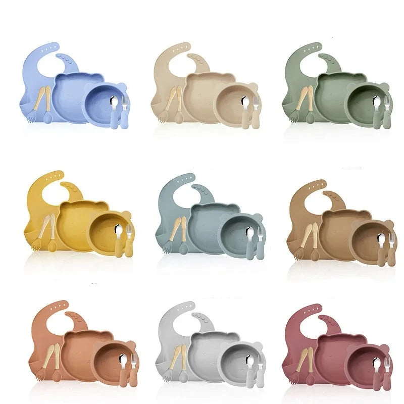 7-piece silicone bibs and bowls set