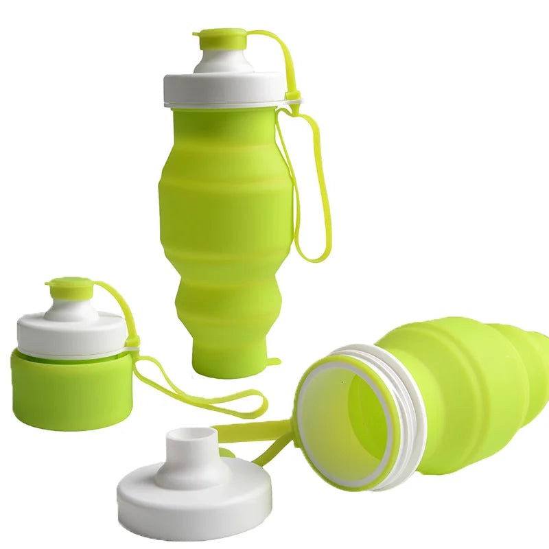 500ml Silicone Foldable Water Bottle for Sports