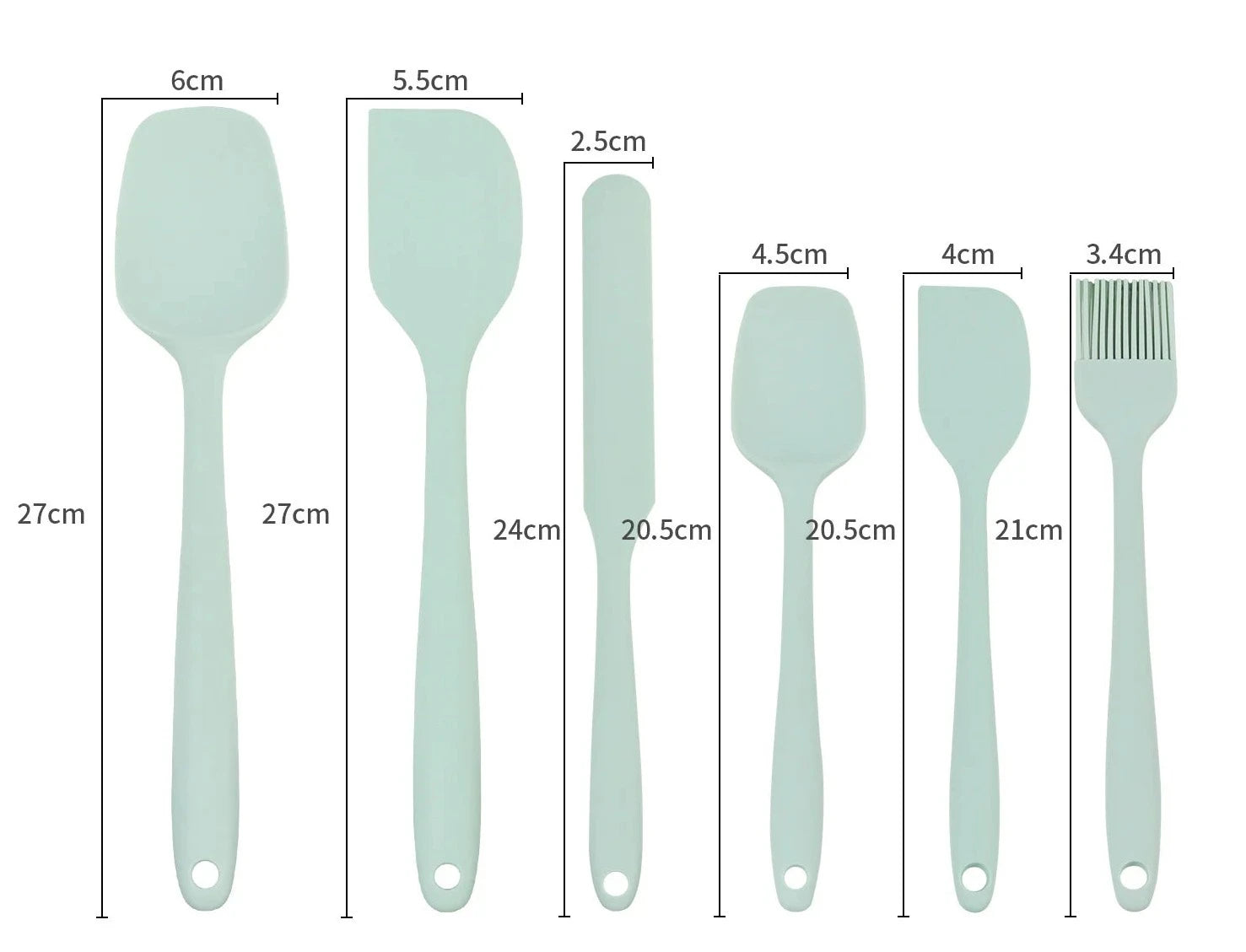 6x Kitchen Silicone Spatula Set