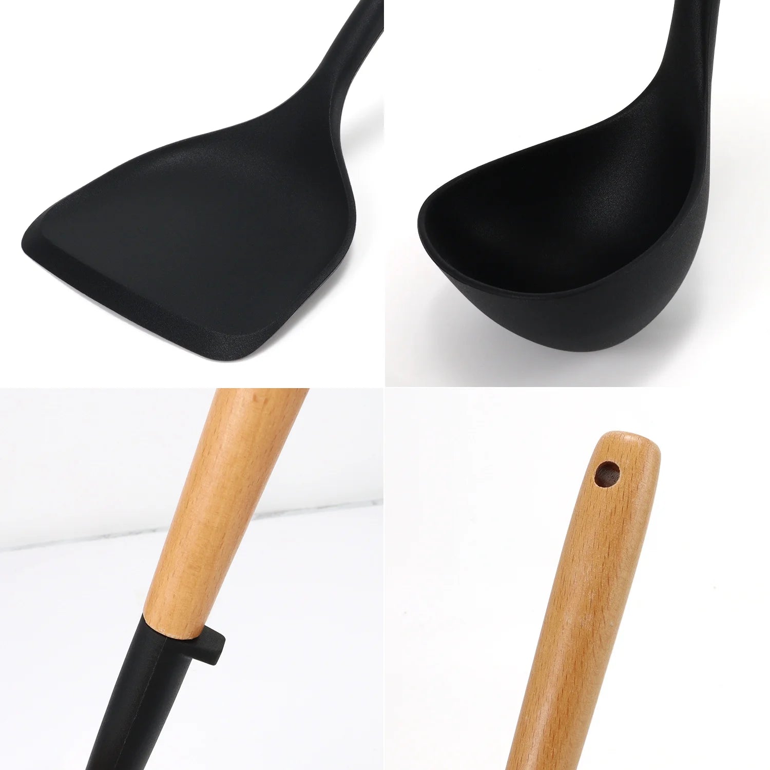 Silicone Cooking Utensils Set wit Wooden Handle