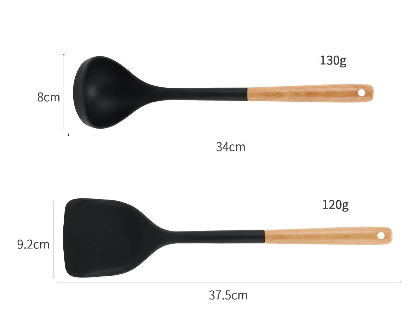 Silicone Cooking Utensils Set wit Wooden Handle