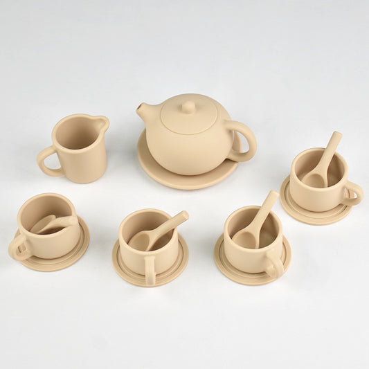 Beige 15-Piece Silicone Tea Set