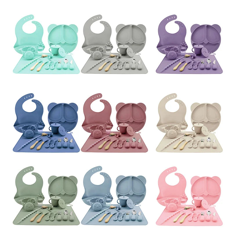 17-piece all in one silicone baby feeding set