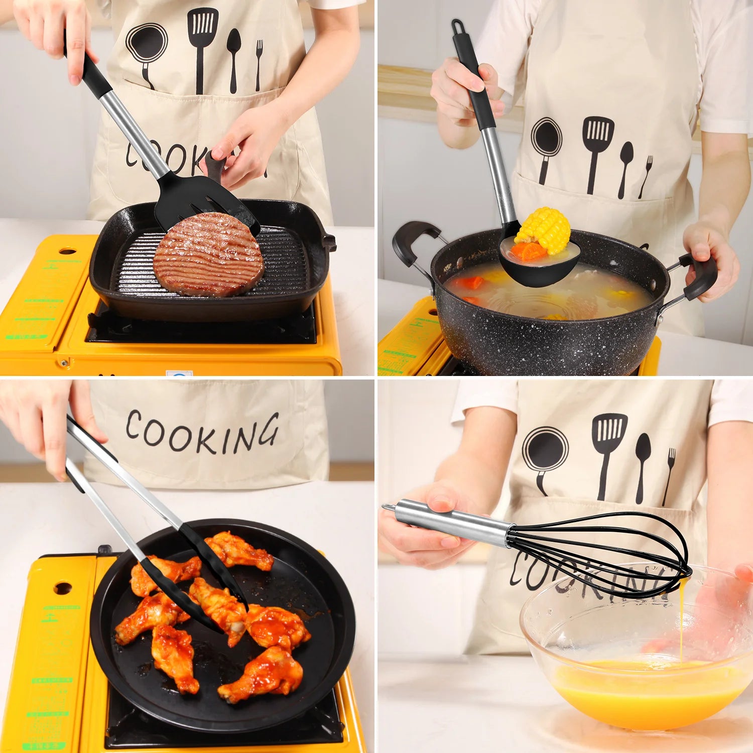 15pc Silicone Cooking Utensils Set Non-stick