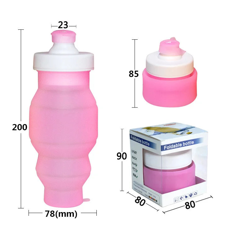 500ml Silicone Foldable Water Bottle for Sports