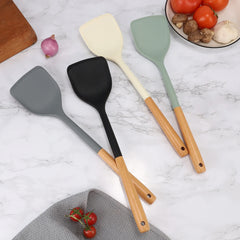 Silicone Cooking Utensils Set wit Wooden Handle