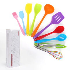 Multicolored 10Pcs Silicone Cooking Utensils Set