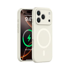 White Magnetic Liquid Silicone Case for iPhone 17 Series