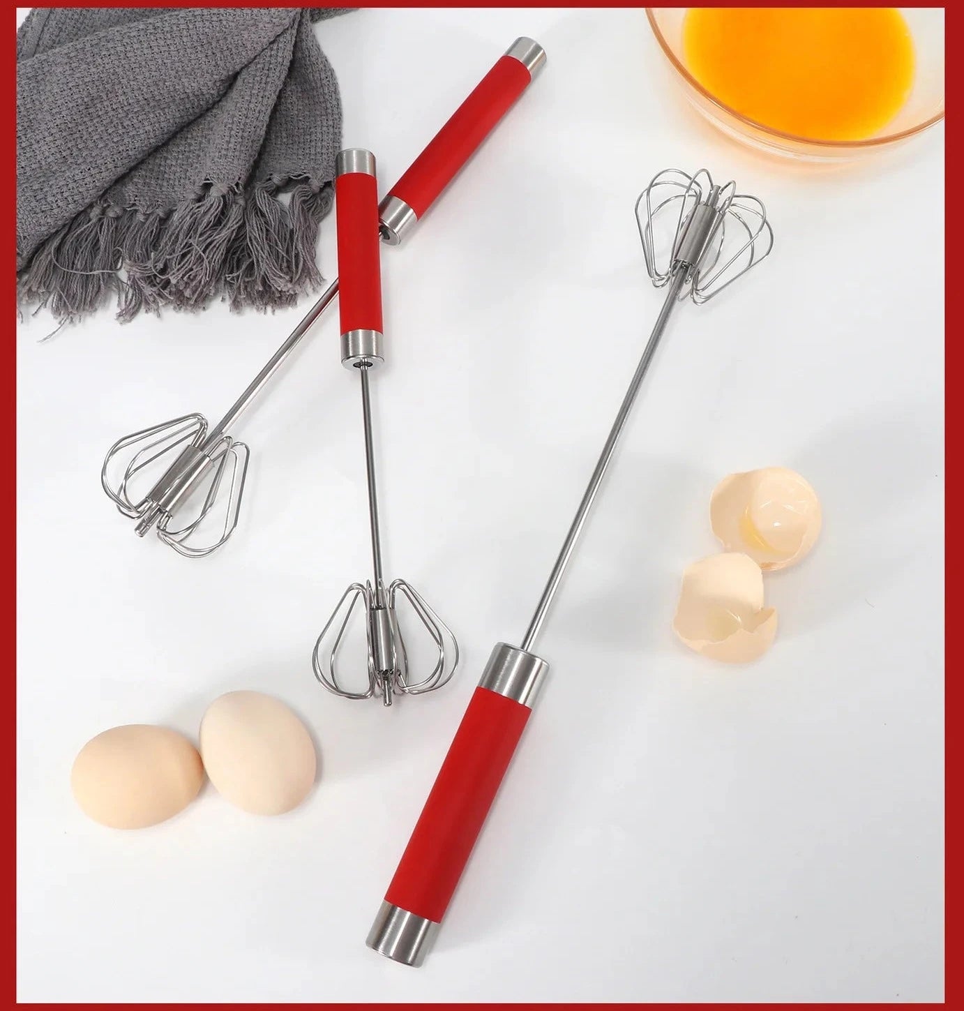 Semi-automatic rotating egg beater