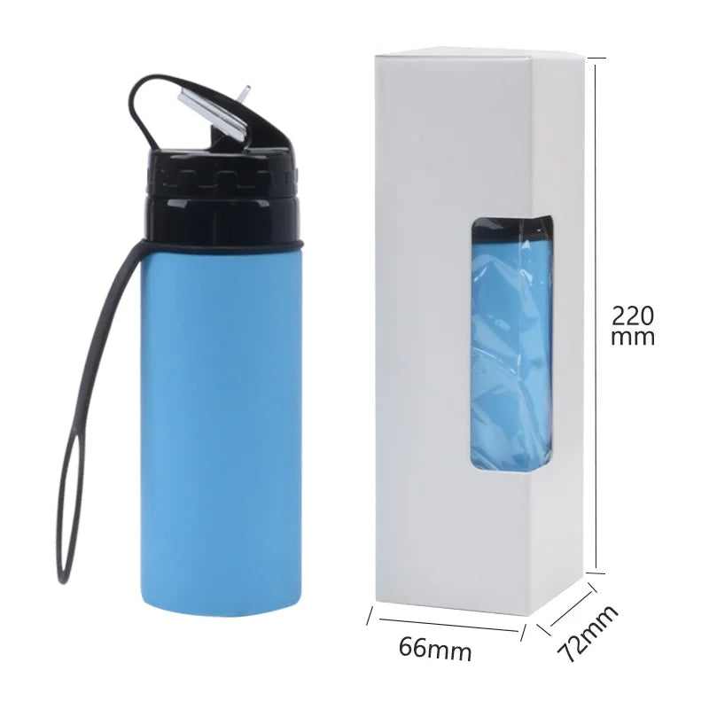 450 ml Silicone Folding Water Bottle with Straw