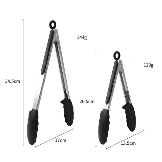 black Silicone Cooking Tongs Set | Pack of 2 Silicone Tongs